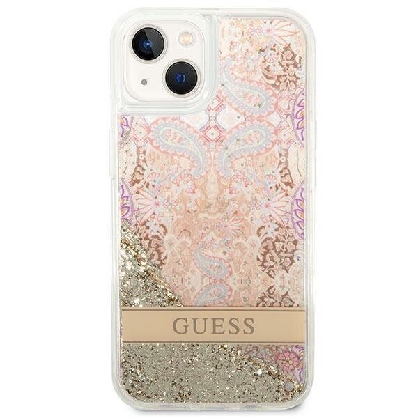 Guess GUHCP14MLFLSD iPhone 14 Plus 6,7" złoty|gold hardcase Paisley Liquid Glitter cena un informācija | Telefonu vāciņi, maciņi | 220.lv