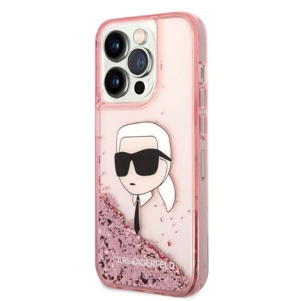 Karl Lagerfeld KLHCP14LLNKHCP iPhone 14 Pro 6,1" różowy|pink hardcase Glitter Karl Head cena un informācija | Telefonu vāciņi, maciņi | 220.lv