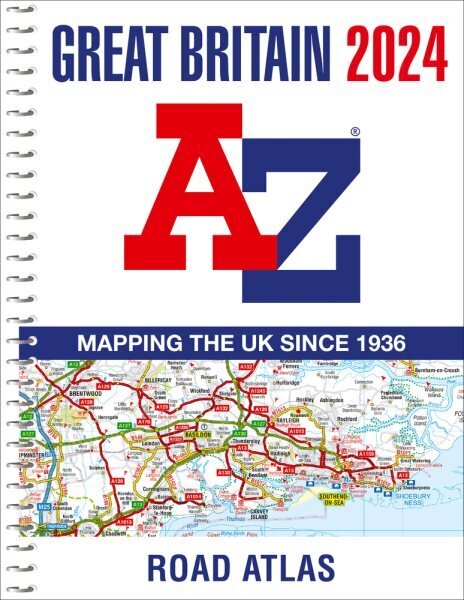 Great Britain A-Z Road Atlas 2024 (A4 Spiral) цена и информация | Ceļojumu apraksti, ceļveži | 220.lv