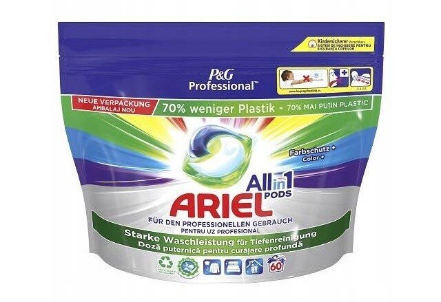 ARIEL Prof mazgāšanas kapsulas Color+ Polybag 60gab цена и информация | Veļas mazgāšanas līdzekļi | 220.lv