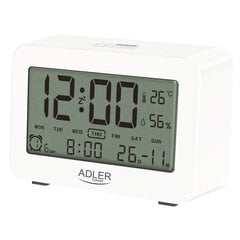 Pulkstenis ar modinātāju un termometru Adler AD 1196W cena un informācija | Radioaparāti, modinātājpulksteņi | 220.lv