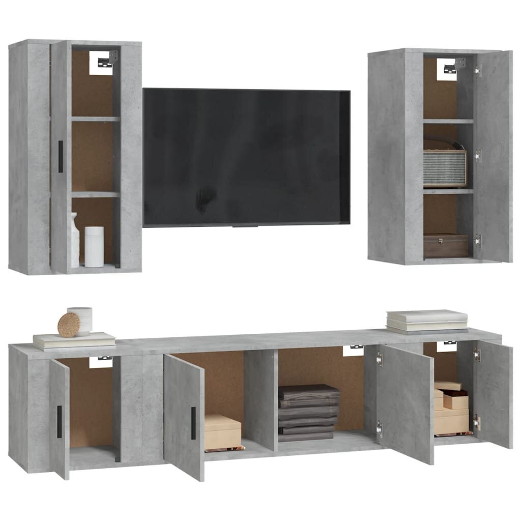 vidaXL 5-daļīgs TV skapīšu komplekts, betona pelēks, inženierijas koks cena un informācija | TV galdiņi | 220.lv