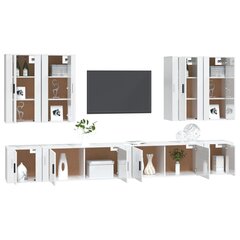 vidaXL 8-daļīgs TV skapīšu komplekts, spīdīgi balts, inženierijas koks cena un informācija | TV galdiņi | 220.lv