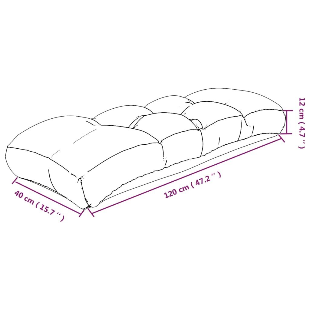 vidaXL palešu dīvāna matracis, 120x40x12 cm, audums, daudzkrāsains cena un informācija | Krēslu paliktņi | 220.lv