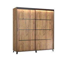 Skapis ar LED apgaismojumu ADRK Furniture Berke, 200 cm, brūns cena un informācija | Skapji | 220.lv