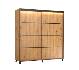 Skapis ar LED apgaismojumu ADRK Furniture Berke, 200 cm, brūns cena un informācija | Skapji | 220.lv