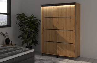 Шкаф с LED освещением ADRK Furniture Berke, 150 см, коричневый цена и информация | Шкафы | 220.lv