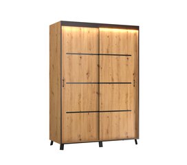 Skapis ar LED apgaismojumu ADRK Furniture Berke, 150 cm, brūns cena un informācija | Skapji | 220.lv