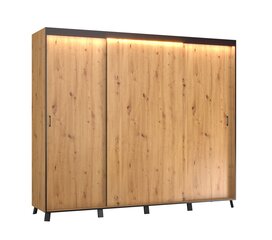 Skapis ar LED apgaismojumu ADRK Furniture Bergamo, 250 cm, brūns cena un informācija | Skapji | 220.lv