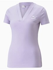 PUMA Classics Ribbed V-Neck Slim Tee Vivid Violet 234237841 цена и информация | Футболка женская | 220.lv