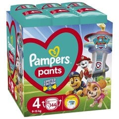 Pampers Pants Paw Patrol Autiņbiksītes, Izmērs 4, 144 Autiņbiksītes, 9-15kg цена и информация | Подгузники | 220.lv