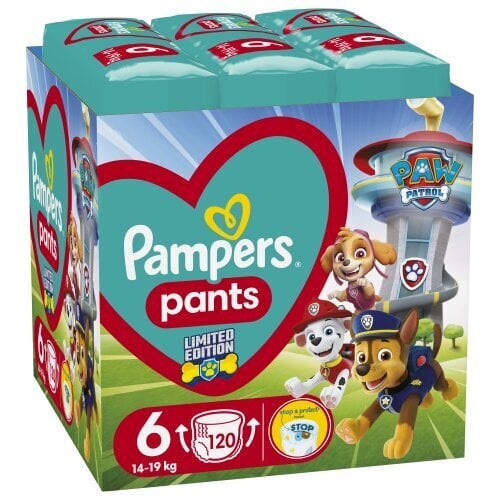 Pampers Pants Paw Patrol Autiņbiksītes, Izmērs 6, 120 Autiņbiksītes, 14-19kg цена и информация | Autiņbiksītes | 220.lv