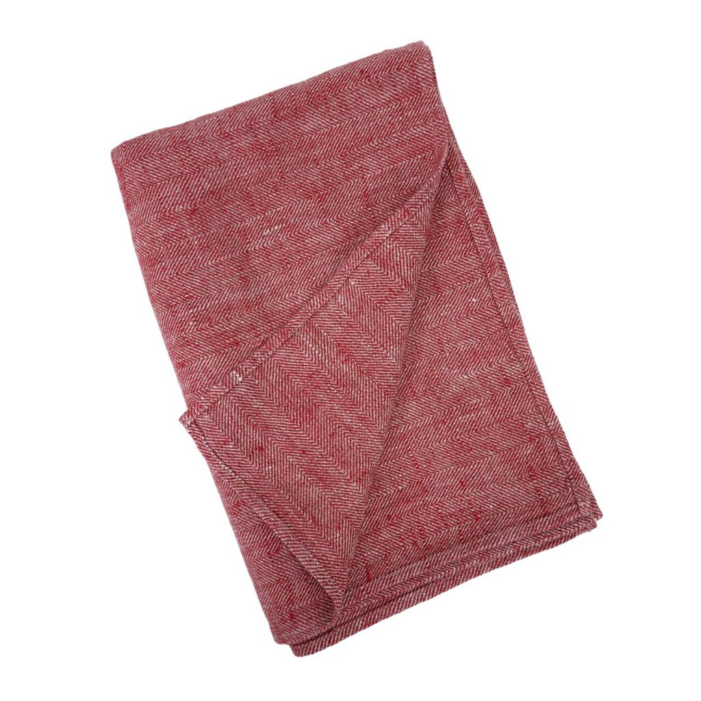 Norravilla lina sega Herringbone Red, 135x135 cm. cena un informācija | Gultas pārklāji, pledi | 220.lv