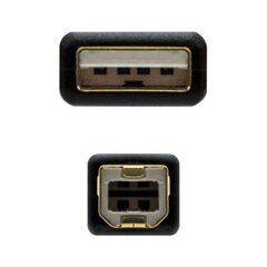 USB 2.0 A uz USB B Kabelis NANOCABLE 10.01.120 Melns cena un informācija | Kabeļi un vadi | 220.lv