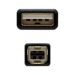 USB 2.0 A uz USB B Kabelis NANOCABLE 10.01.120 Melns cena un informācija | Adapteri un USB centrmezgli | 220.lv