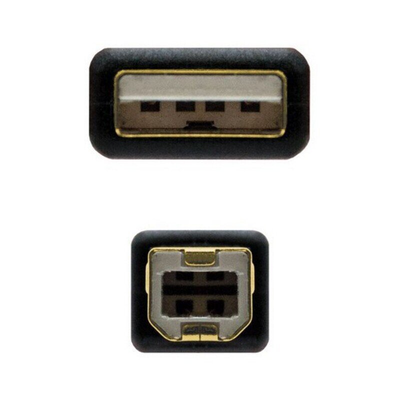 USB 2.0 A uz USB B Kabelis NANOCABLE 10.01.120 Melns цена и информация | Adapteri un USB centrmezgli | 220.lv