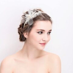 Kāzu galvas saite Frcolor Crystal, Peal Flower Hair Band Tiara cena un informācija | Matu aksesuāri | 220.lv