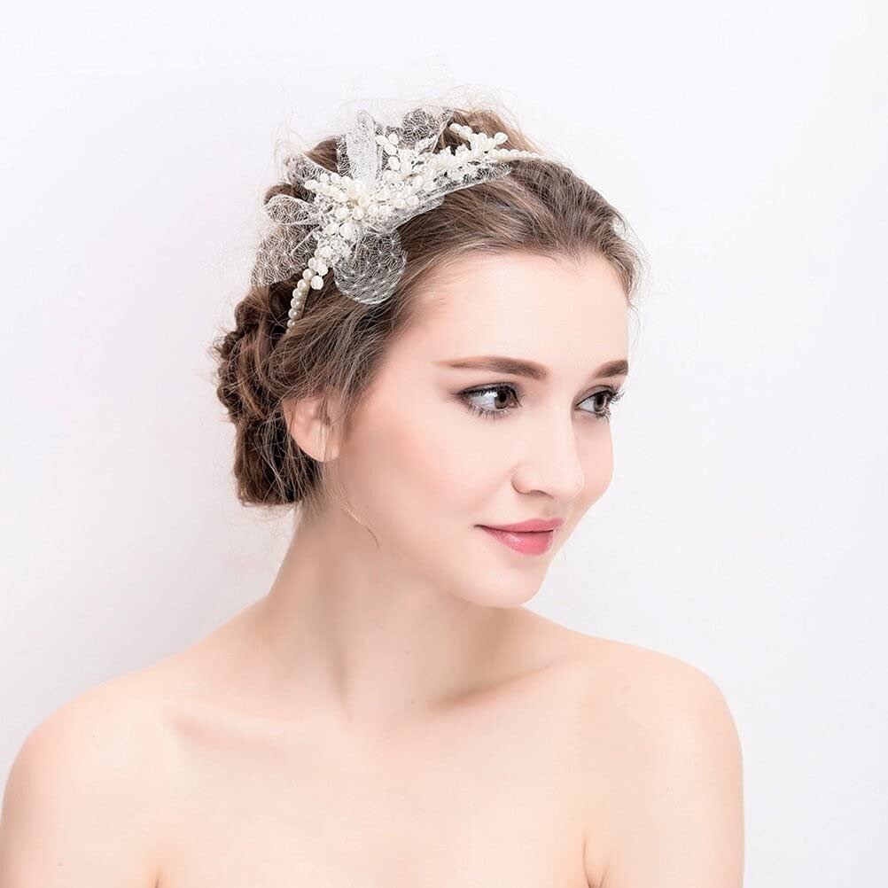 Kāzu galvas saite Frcolor Crystal, Peal Flower Hair Band Tiara цена и информация | Matu aksesuāri | 220.lv