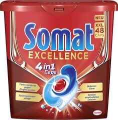 Kapsulas trauku mazgājamām mašīnām, Somat Excellence 4-in-1, 48 (1 x 48) gab. cena un informācija | Trauku mazgāšanas līdzekļi | 220.lv