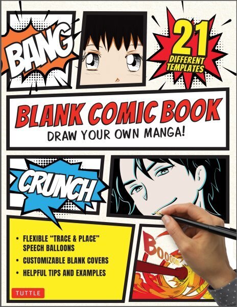 Blank Comic Book: Draw Your Own Manga! Sketchbook Journal Notebook (With 21 Different Templates and Flexible Trace & Paste Speech Balloons) cena un informācija | Mākslas grāmatas | 220.lv