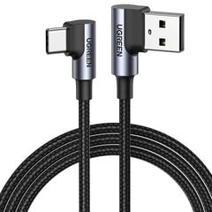 USB-C to USB-A 2.0 Angled Cable UGREEN US176, 3A, 3m (Black) cena un informācija | Kabeļi un vadi | 220.lv