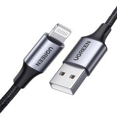 Cable Lightning to USB UGREEN 2.4A US199, 1m (Black) цена и информация | Кабели и провода | 220.lv