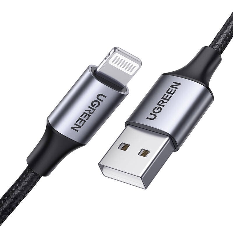 Cable Lightning to USB UGREEN 2.4A US199, 1m (Black) cena un informācija | Kabeļi un vadi | 220.lv