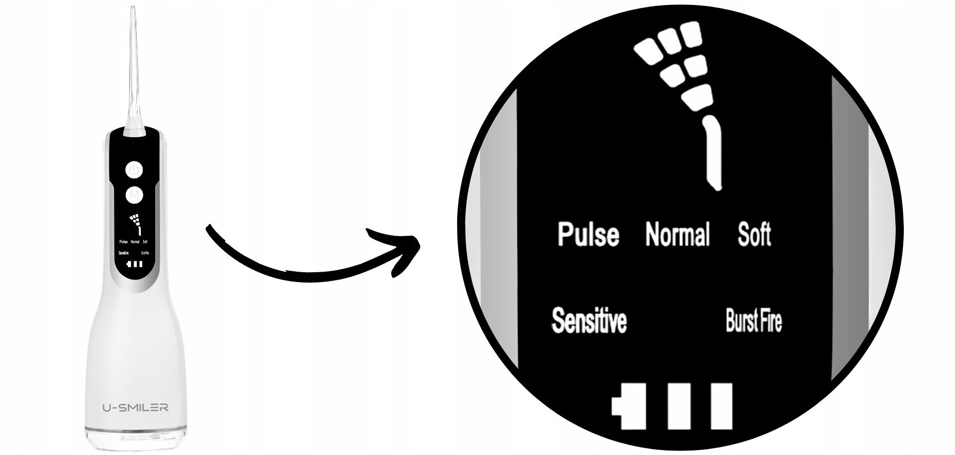 U-Smiler bezvadu zobu irigators ar LED displeju cena un informācija | Irigatori | 220.lv