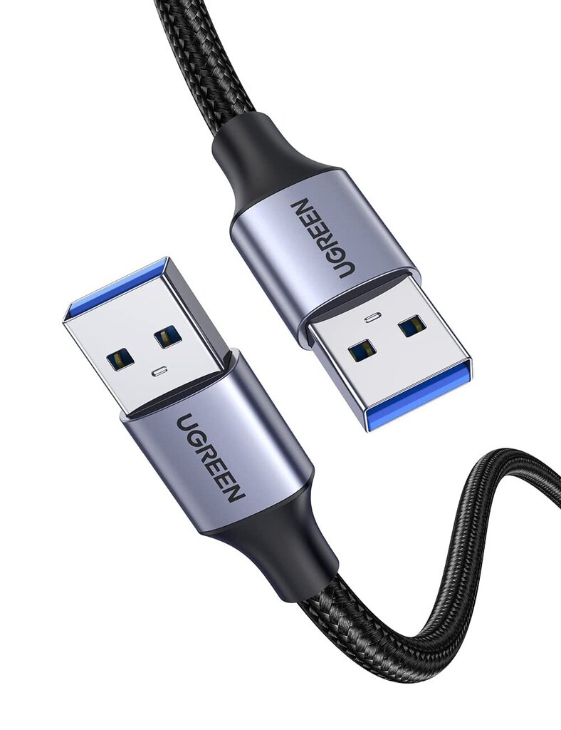 USB3.0 cable Male USB-A to Male USB-A UGREEN 2A, 0.5m (black) cena un informācija | Kabeļi un vadi | 220.lv