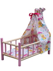 Деревянная кровать для куклы с балдахином и лежанками, 8238 цена и информация | Игрушки для девочек | 220.lv