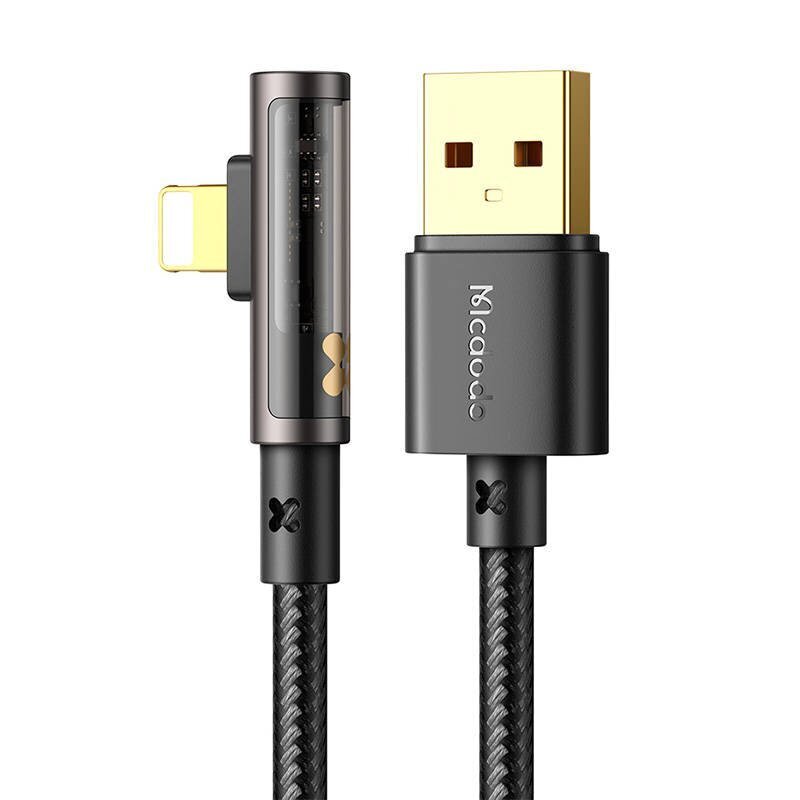 Mcdodo CA-3511 USB to lightning prism 90 degree cable, 1.8m (black) cena un informācija | Kabeļi un vadi | 220.lv