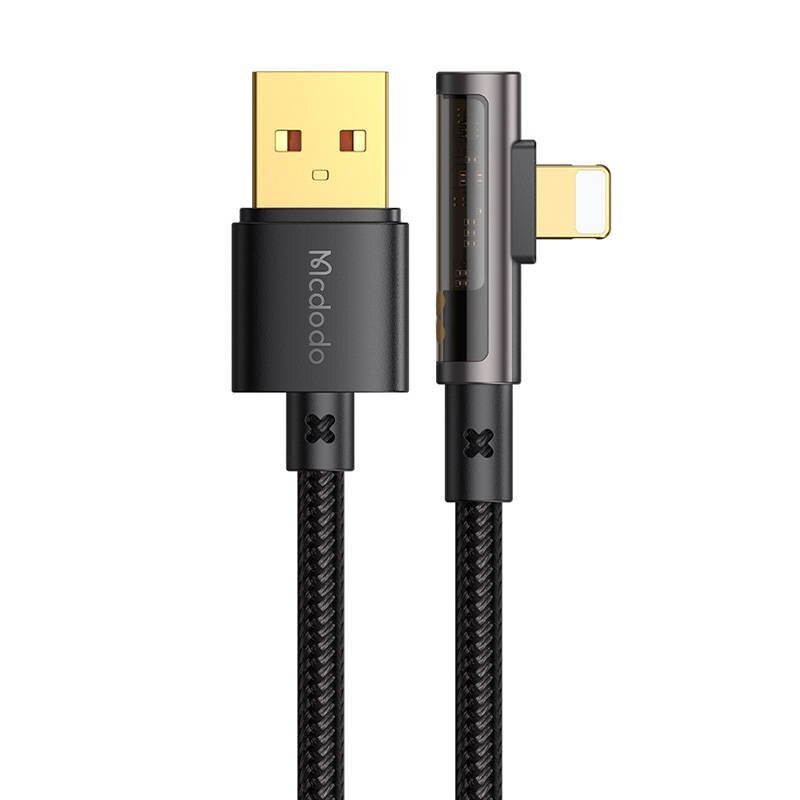 Mcdodo CA-3511 USB to lightning prism 90 degree cable, 1.8m (black) cena un informācija | Kabeļi un vadi | 220.lv