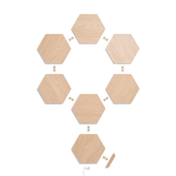 Nanoleaf Elements Wood Hexagons Starter Kit (7 panels) apgaismojums цена и информация | Sienas lampas | 220.lv