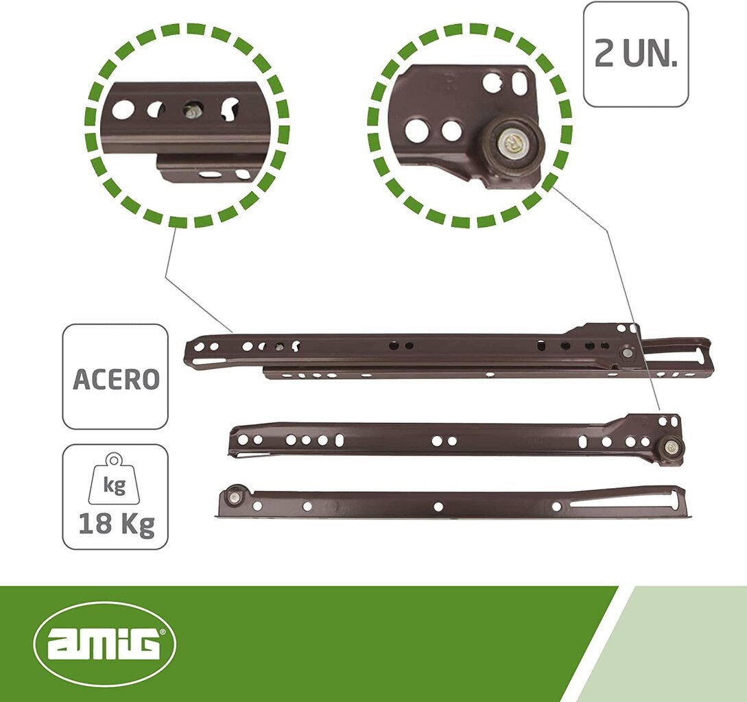 Vadotne atvilktnēm 12, 300*37mm, balta, 2gab. cena un informācija | Citi piederumi mēbelēm | 220.lv