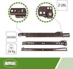 Vadotne atvilktnei 14, 350*37mm, balta, 2gab. cena un informācija | Citi piederumi mēbelēm | 220.lv