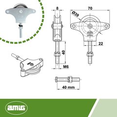 Ratiņš auklai 1, 40mm, cinkots, 2gab. cena un informācija | Citi piederumi mēbelēm | 220.lv