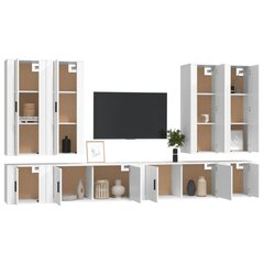 vidaXL 8-daļīgs TV skapīšu komplekts, balts, inženierijas koks cena un informācija | TV galdiņi | 220.lv