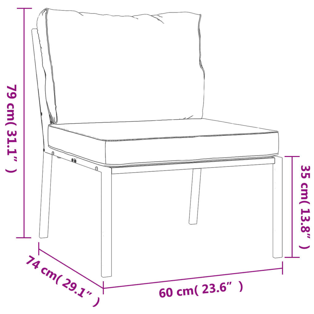 vidaXL dārza krēsli, smilškrāsas matrači, 2 gab., 60x74x79 cm, tērauds cena un informācija | Dārza krēsli | 220.lv