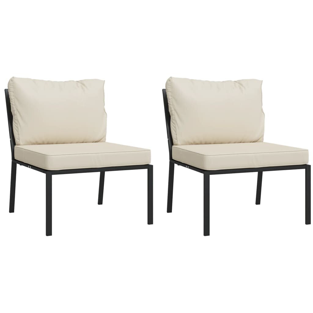 vidaXL dārza krēsli, smilškrāsas matrači, 2 gab., 60x74x79 cm, tērauds цена и информация | Dārza krēsli | 220.lv