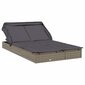vidaXL sauļošanās gulta, saliekams jumts, pelēks PE pinums, divvietīga цена и информация | Sauļošanās krēsli | 220.lv