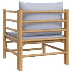 vidaXL dārza dīvāns ar gaiši pelēkiem matračiem, bambuss cena un informācija | Dārza krēsli | 220.lv