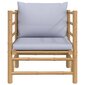 vidaXL dārza dīvāns ar gaiši pelēkiem matračiem, bambuss cena un informācija | Dārza krēsli | 220.lv