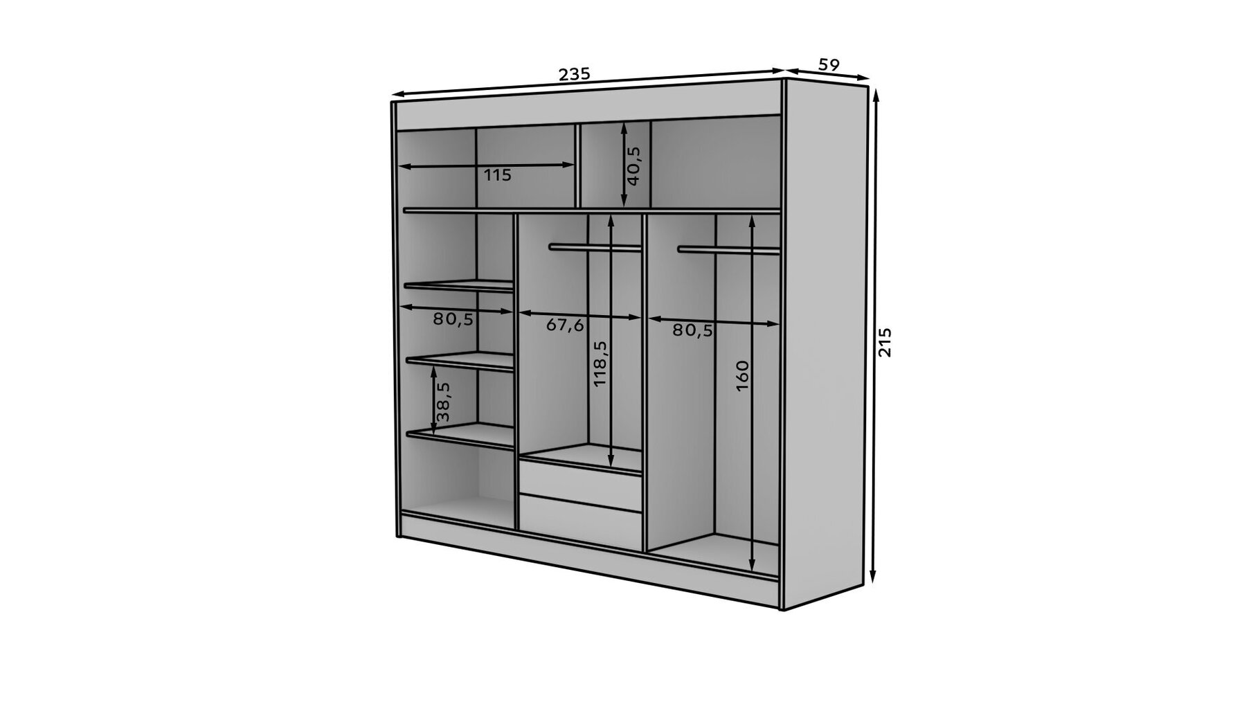 Skapis ADRK Furniture Erwin 235, brūns cena un informācija | Skapji | 220.lv