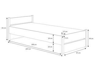 Gulta ADRK Marcello, 90x200 cm, balta cena un informācija | Gultas | 220.lv