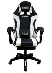 Spēļu krēsls K4 R-Sport ar kāju balstu + masieri, balts/melns цена и информация | Офисные кресла | 220.lv