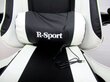 Spēļu krēsls K4 R-Sport ar kāju balstu + masieri, balts/melns cena un informācija | Biroja krēsli | 220.lv