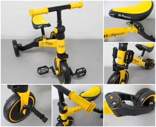 Līdzsvara velosipēds P8 ar daudzfunkciju pedāļiem, dzeltens cena un informācija | Balansa velosipēdi | 220.lv