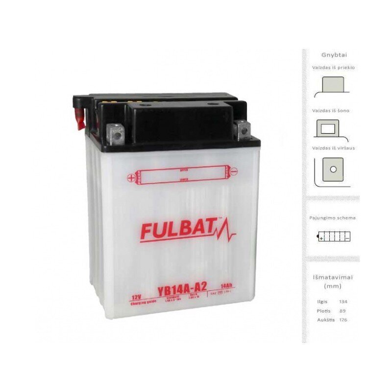 Akumulators FULBAT YB14A-A2, 14 Ah 12V cena un informācija | Moto akumulatori | 220.lv