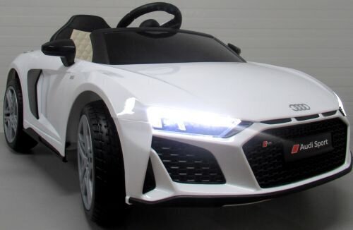 Bērnu akumulatoru auto AUDI R8 Sport WHITE, 2 vadības metodes цена и информация | Bērnu elektroauto | 220.lv