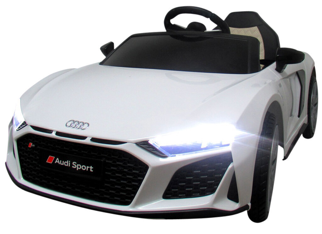 Bērnu akumulatoru auto AUDI R8 Sport WHITE, 2 vadības metodes цена и информация | Bērnu elektroauto | 220.lv